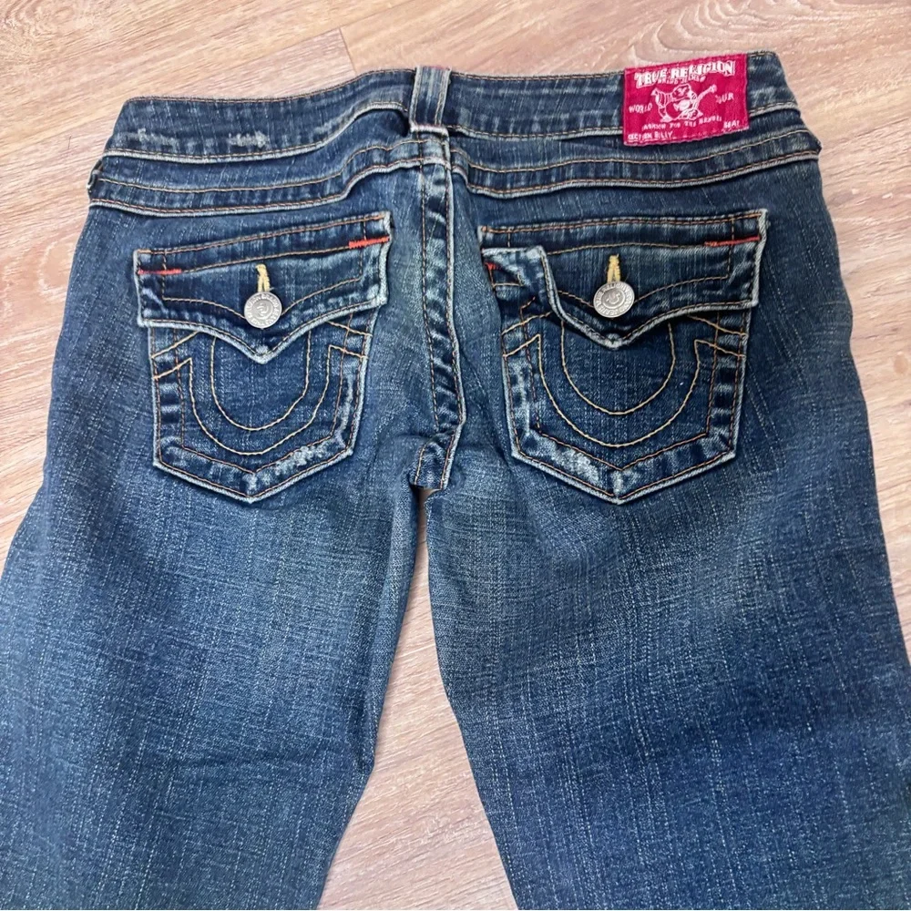 True Religion Y2K Flap Pocket Jeans Size 27‎ Horseshoe Stitch Bootcut